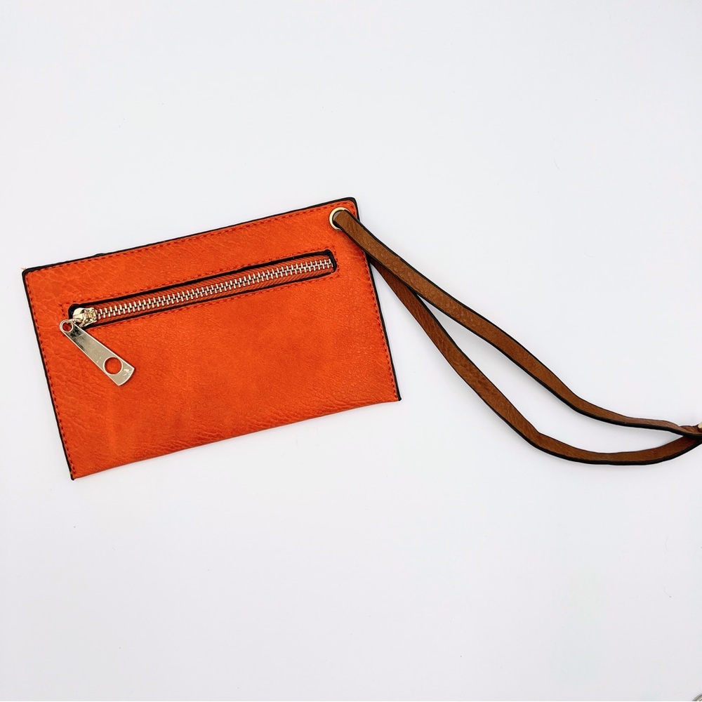 Orange wristlet bag